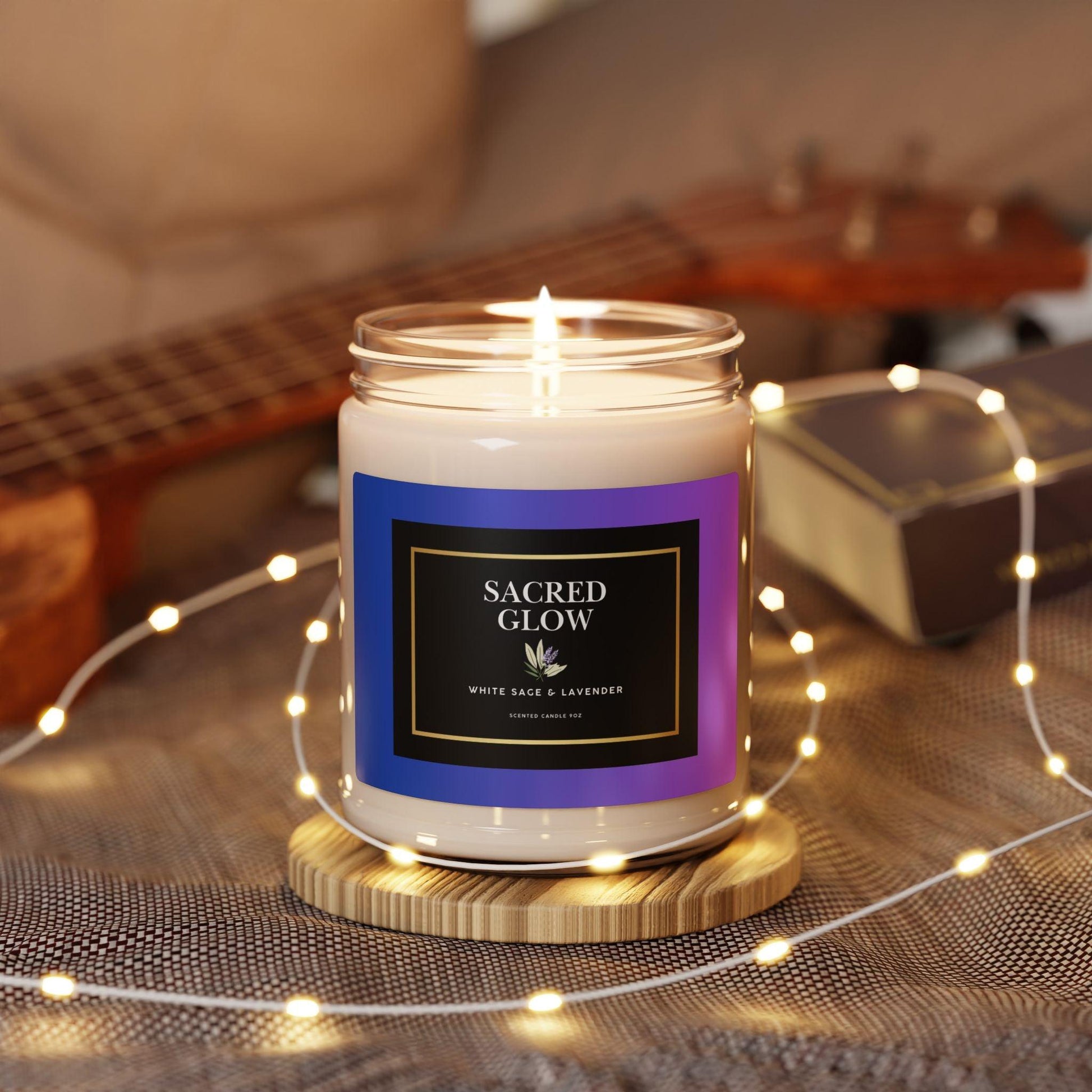 Sacred Glow Soy Candle 9oz- White Sage & Lavender - Inspired by True Love