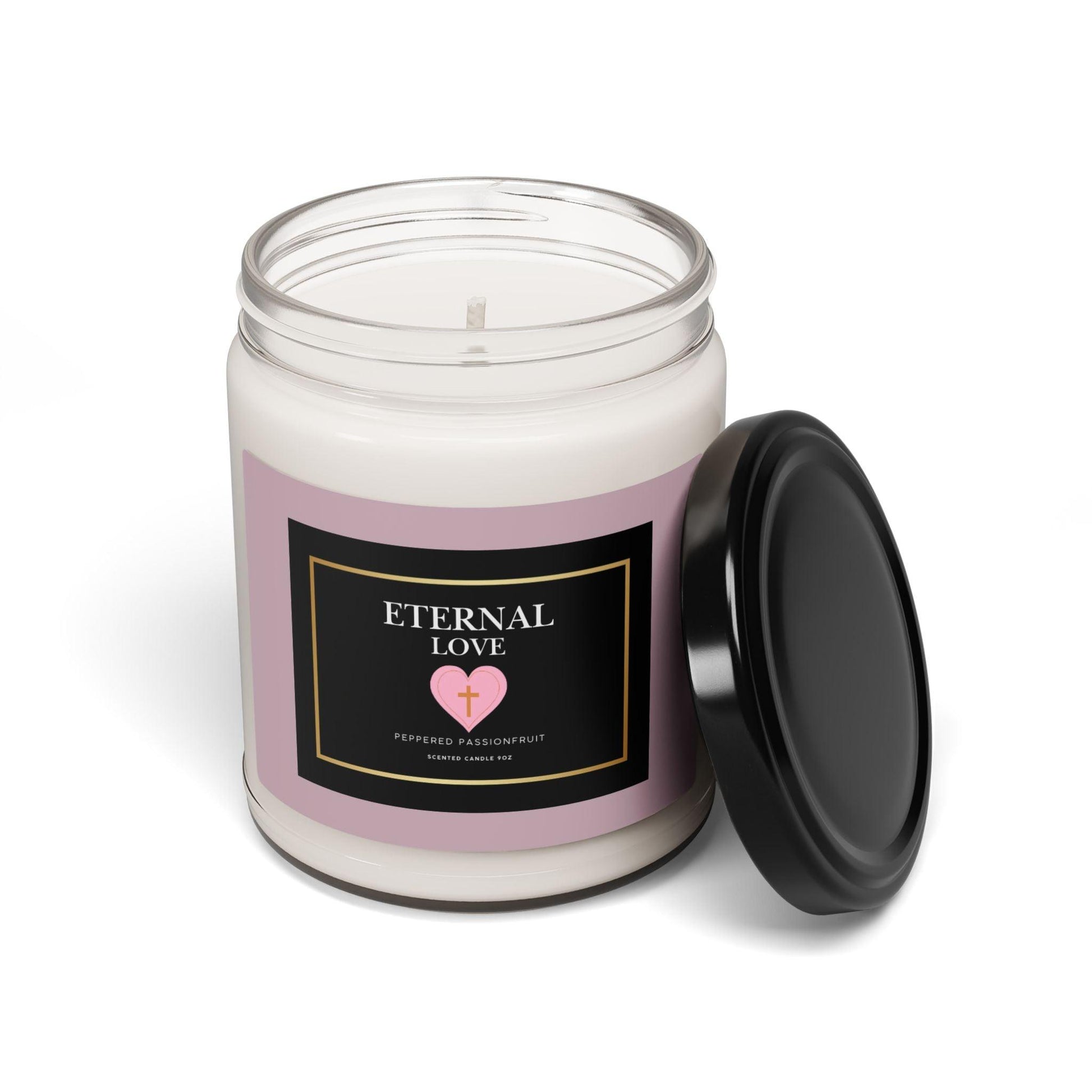 Soy Candle, Eternal Love Inspirational PEPPERED PASSIONFRUIT Scented Candle, 9oz - Inspired by True Love