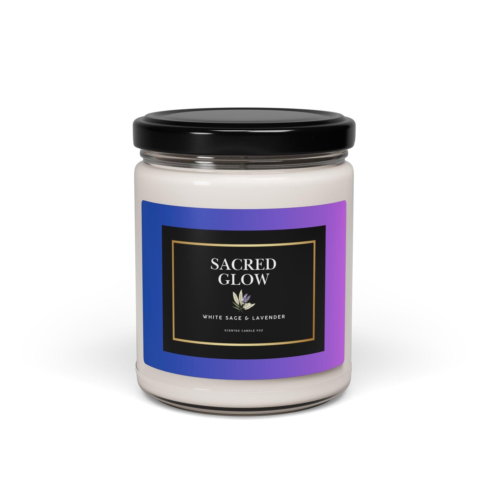 Sacred Glow Soy Candle 9oz- White Sage & Lavender - Inspired by True Love