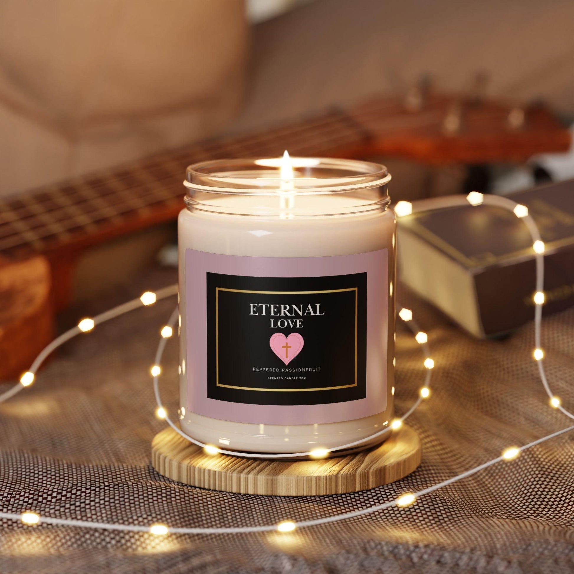 Soy Candle, Eternal Love Inspirational PEPPERED PASSIONFRUIT Scented Candle, 9oz - Inspired by True Love