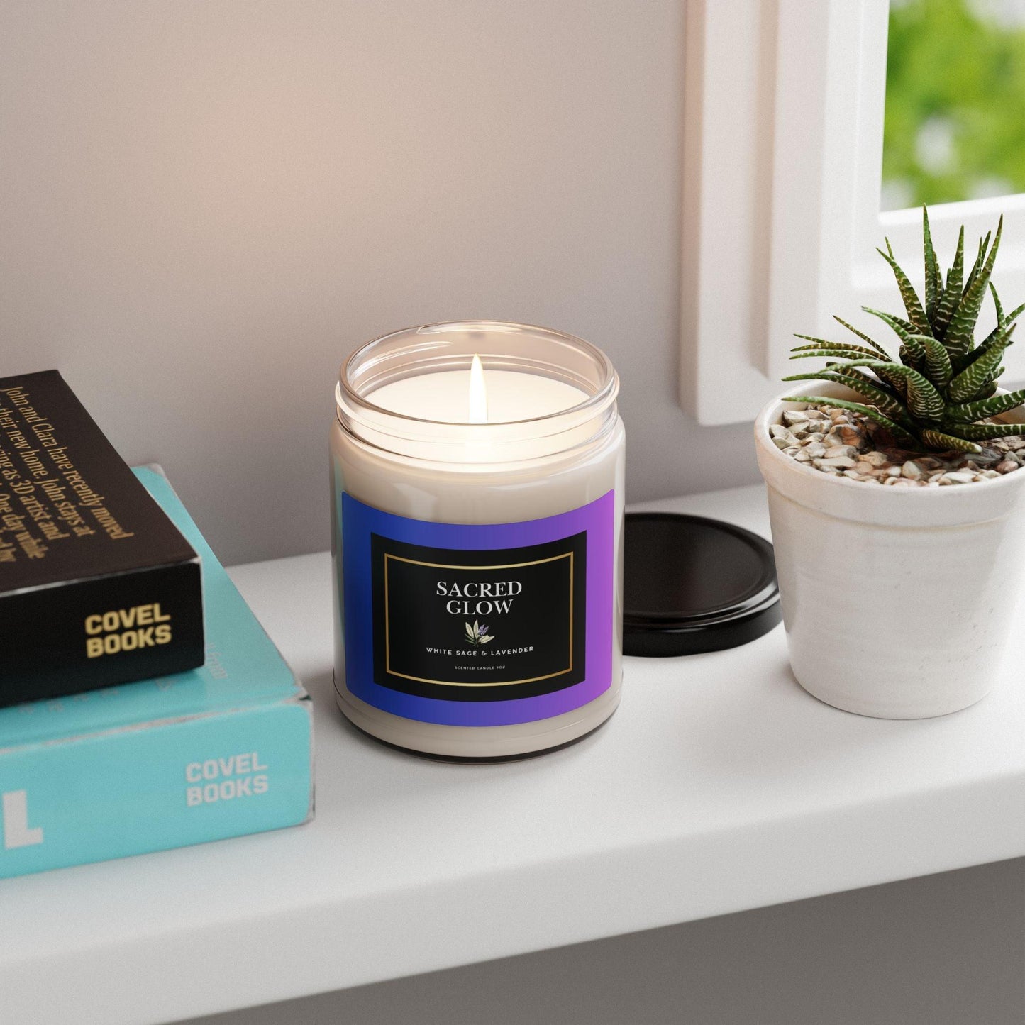 Sacred Glow Soy Candle 9oz- White Sage & Lavender - Inspired by True Love