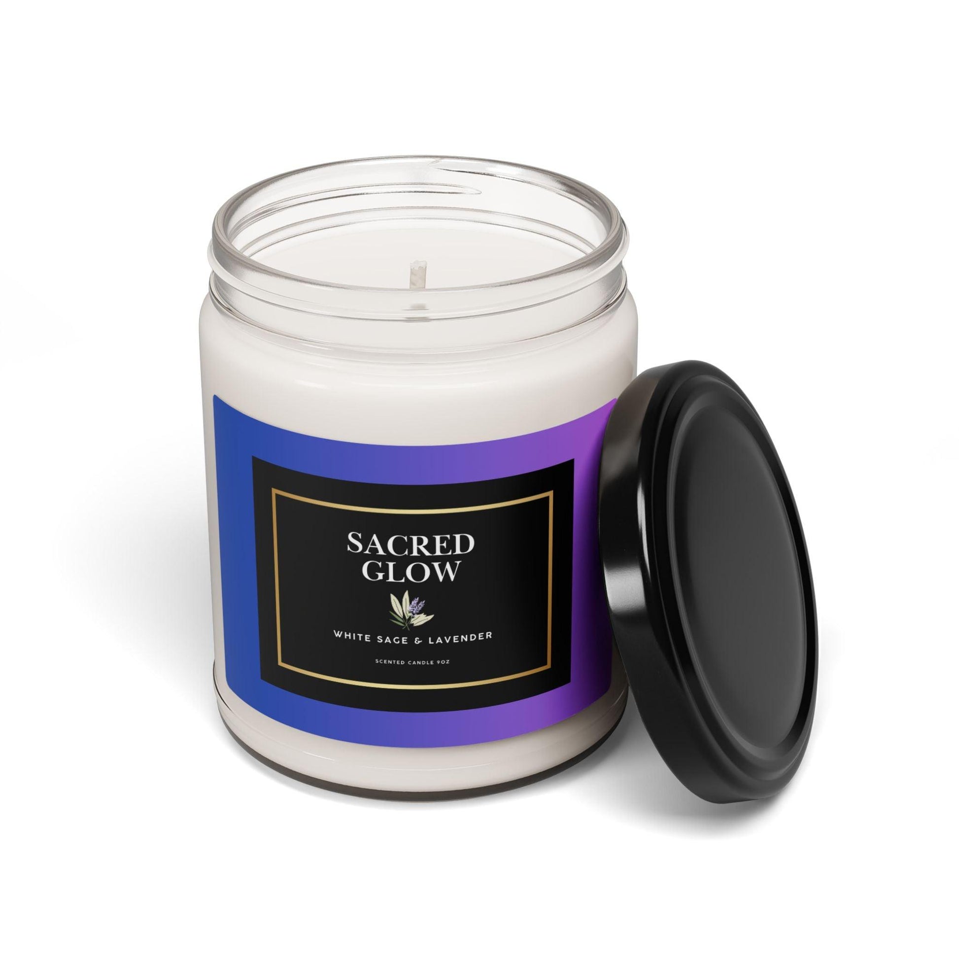 Sacred Glow Soy Candle 9oz- White Sage & Lavender - Inspired by True Love