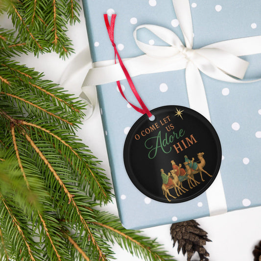 O Come Let Us Adore Him Ornament – Christian acrylic Christmas Tree Decoration - Inspired by True Love