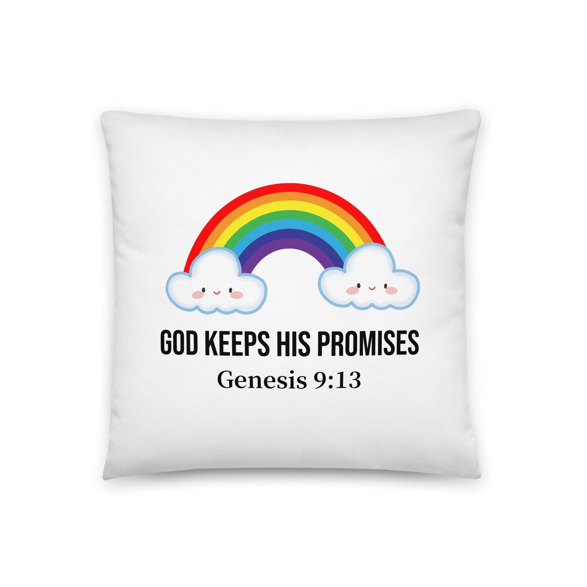 Christian Kids Pillow – Genesis 9:13 Bible Verse | God’s Rainbow Promise - Inspired by True Love