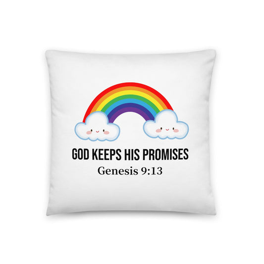 Christian Kids Pillow – Genesis 9:13 Bible Verse | God’s Rainbow Promise - Inspired by True Love