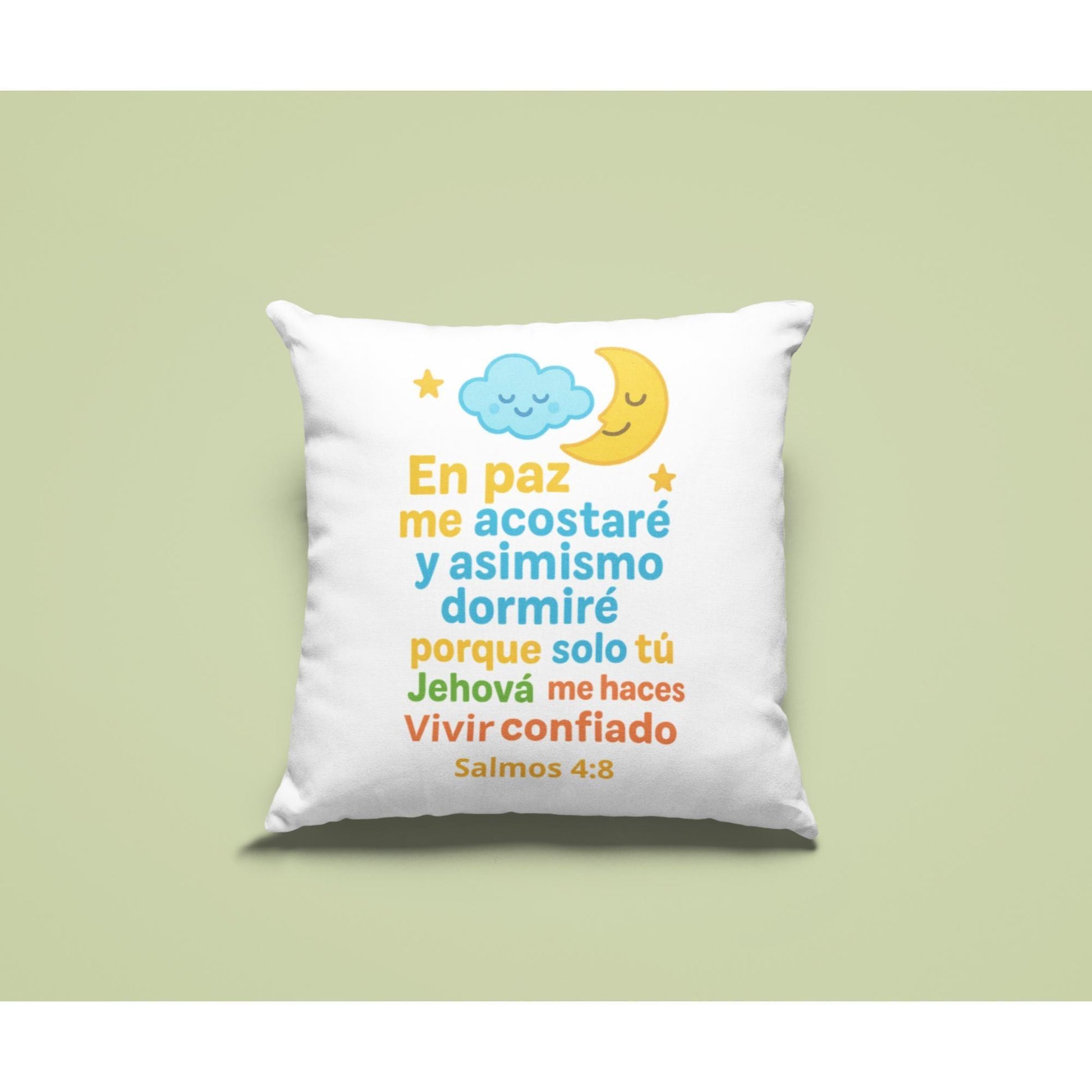 Psalm 4:8 Spanish Scripture Kids Pillow – I Will Lie Down and Sleep in Peace - Inspired by True Love