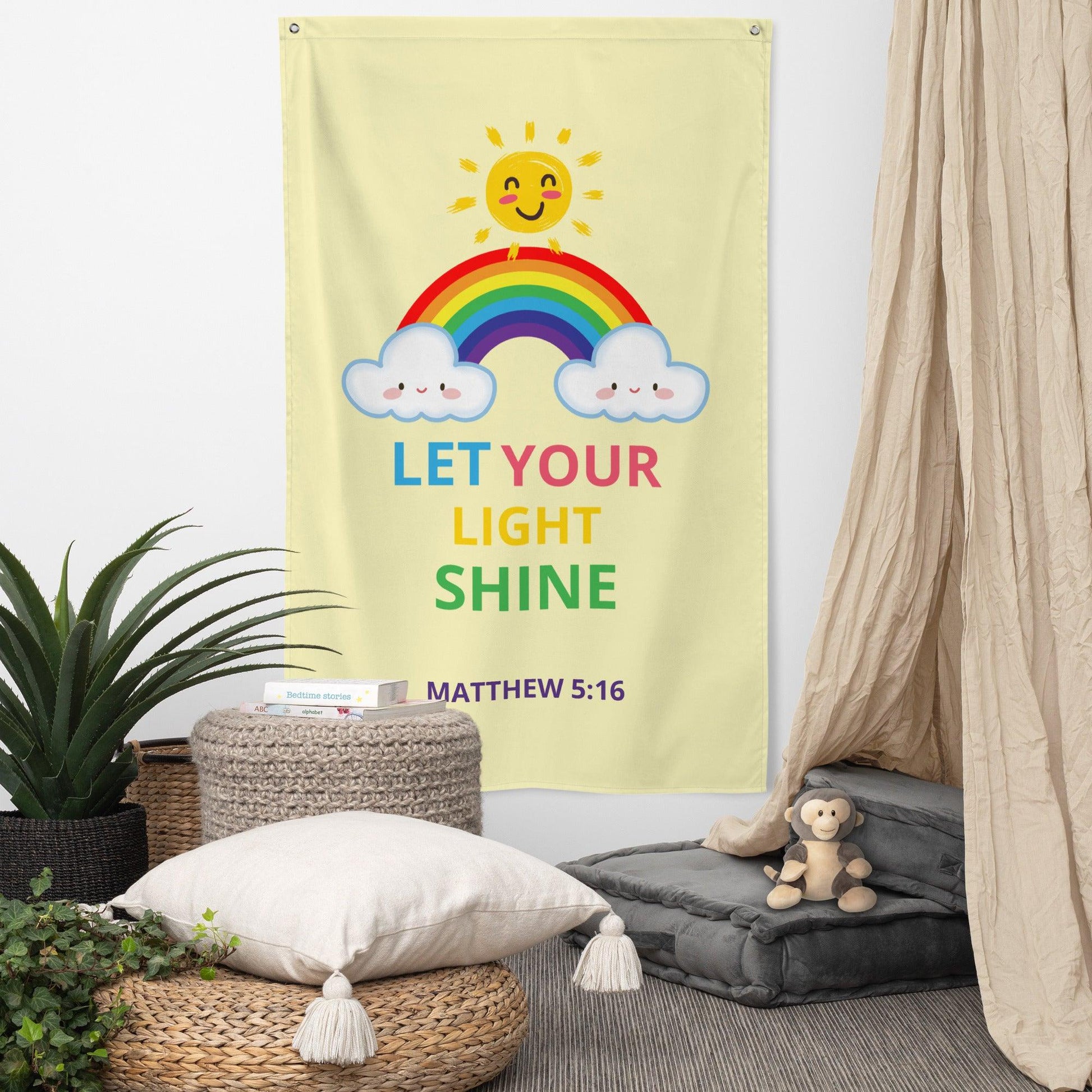 Let Your Light Shine Kids Tapestry – Christian Wall Art for Boys & Girls | Matthew 5:16 Faith-Inspired Room Decor - Inspired by True Love