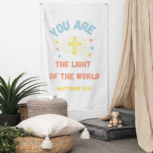 You Are the Light of the World Kids Tapestry – Christian Wall Decor with Bible Verse (Matthew 5:14) - Inspired by True Love