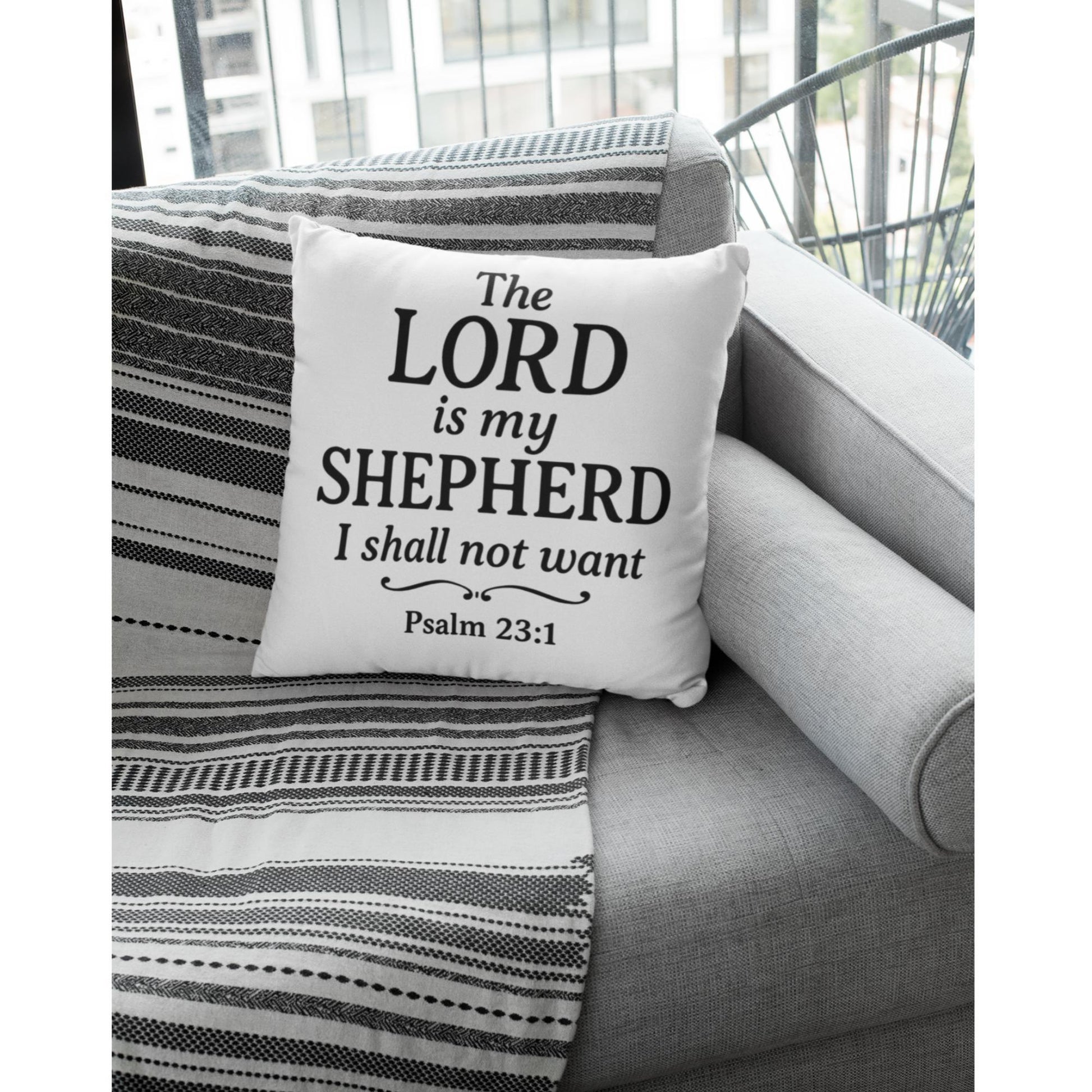 Psalm 23:1 Christian Throw Pillow – Spanish Scripture The Lord is My Shepherd Bible Verse Home Décor - Inspired by True Love