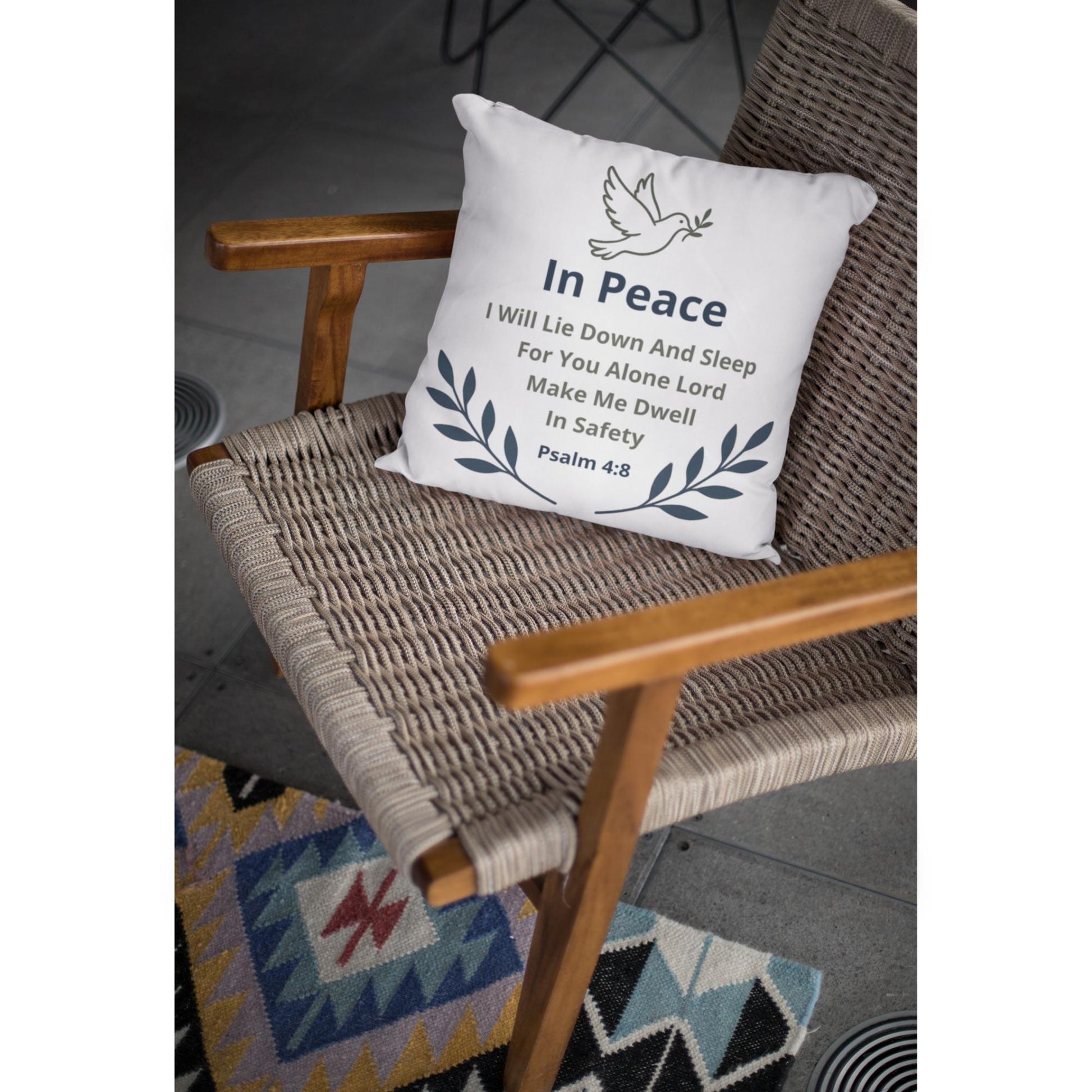 Sleep in Peace – Psalm 4:8 Bible Verse Throw Pillow - Inspired by True Love