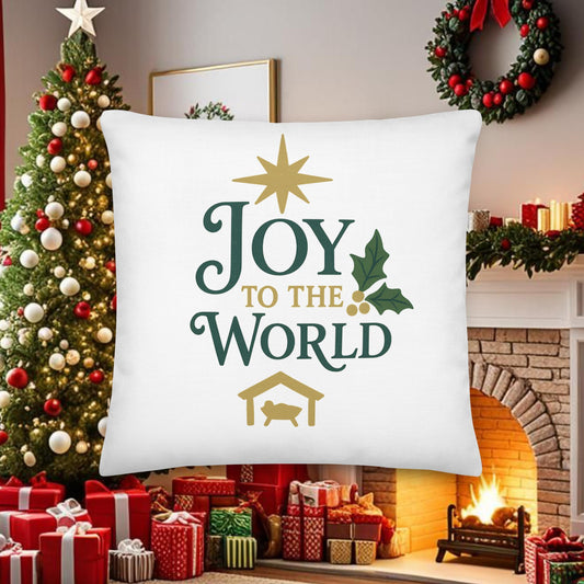 Joy to the World Christmas Pillow – Christian Bible Verse Holiday Throw Cushion - Inspired by True Love