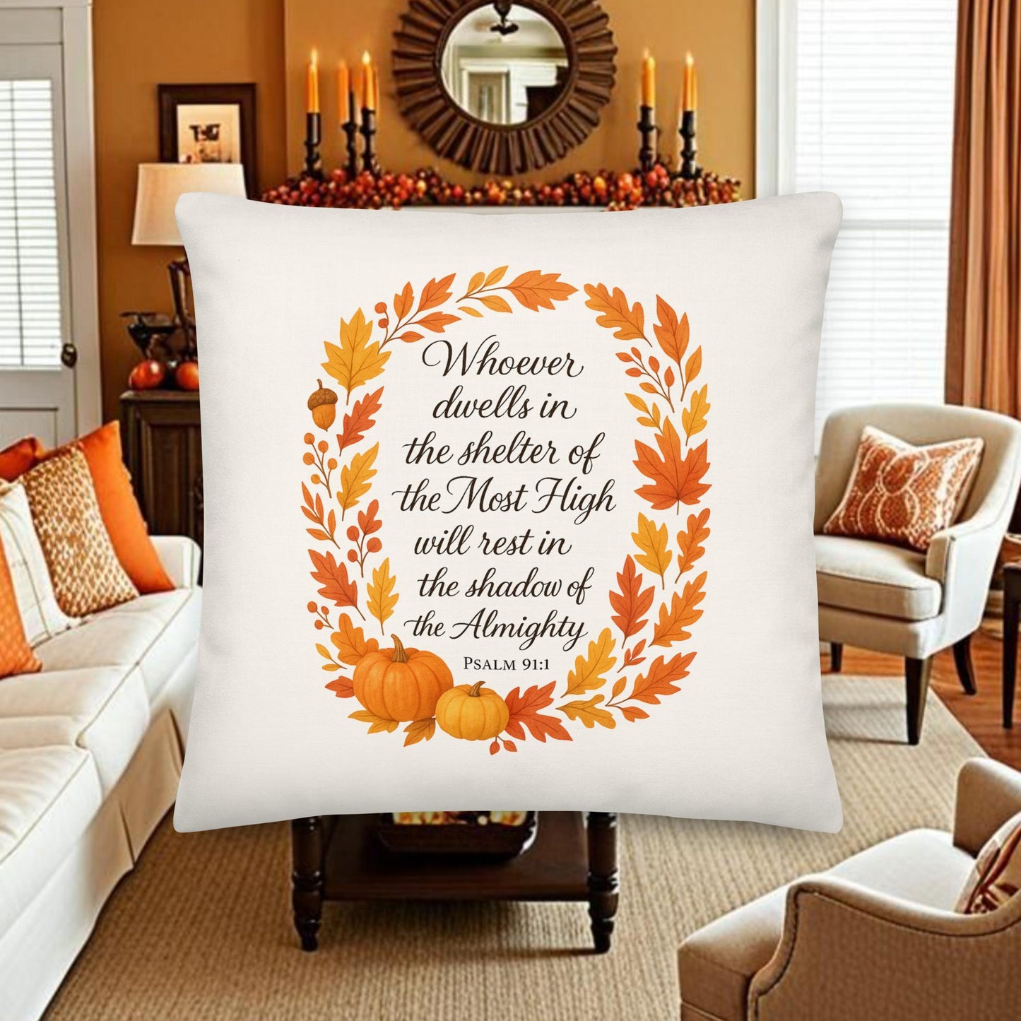 Psalm 91:1 Thanksgiving Pillow – Dwell in the Shelter of the Most High - Inspired by True Love