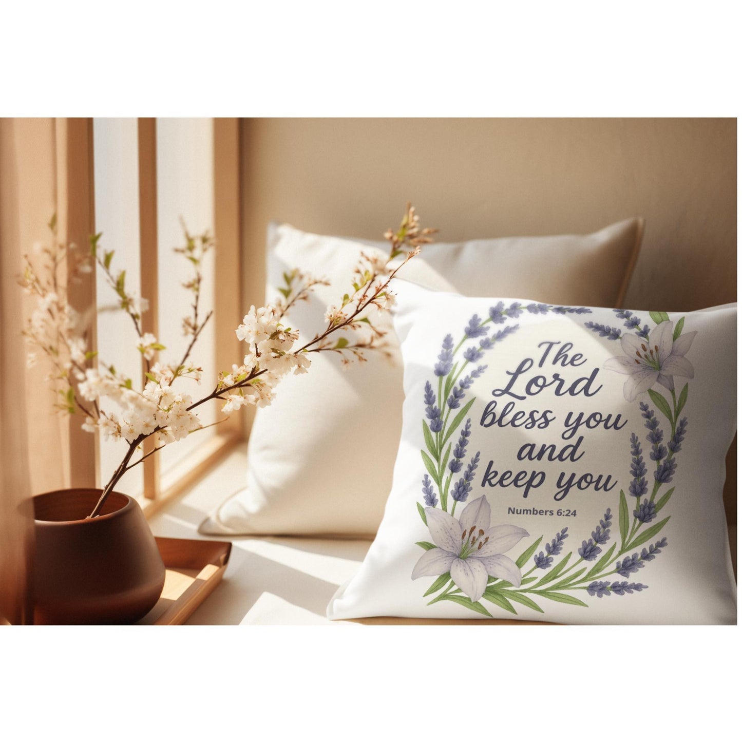 Christian Throw Pillow Numbers 6:24 Bible Verse Home Decor - Inspired by True Love