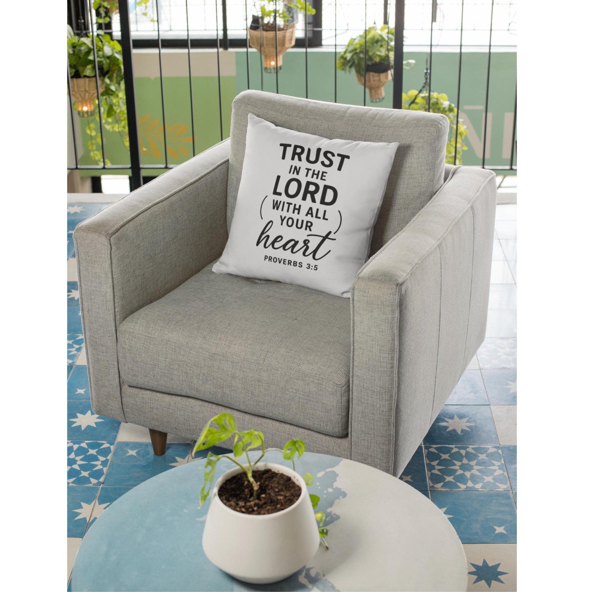 Trust in the Lord with all your heart - Proverbs 3:5 Christian Home Decor Throw Pillow - Inspired by True Love