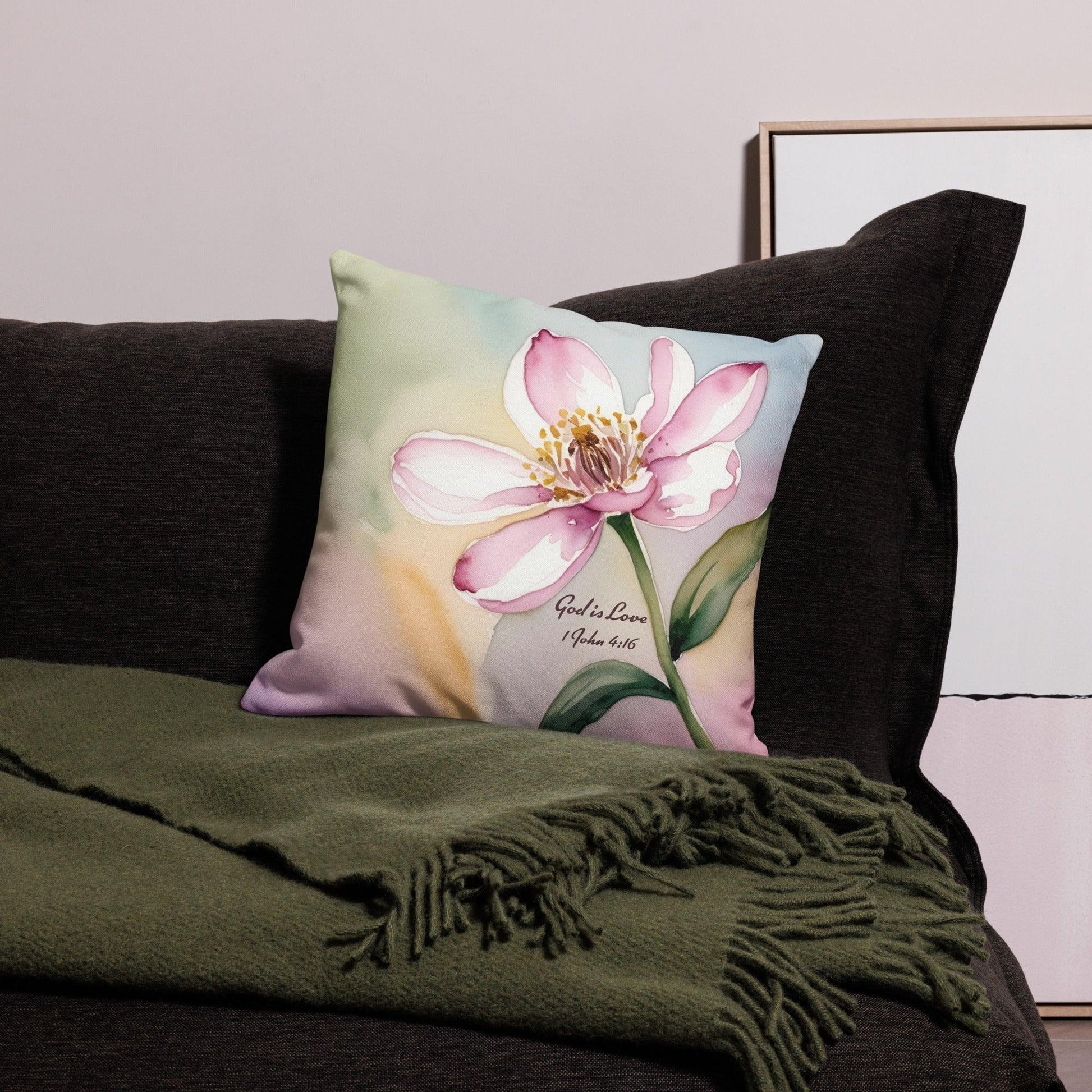 God Is Love Throw Pillow – Christian Home Decor Accent | Inspirational Bible Verse Cushion for Living Room, Bedroom or Gift - Inspired by True Love