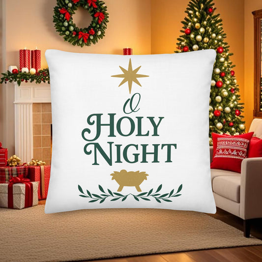 O Holy Night Christmas Pillow – Christian Holiday Throw Pillow | Nativity Bible Verse Home Decor - Inspired by True Love