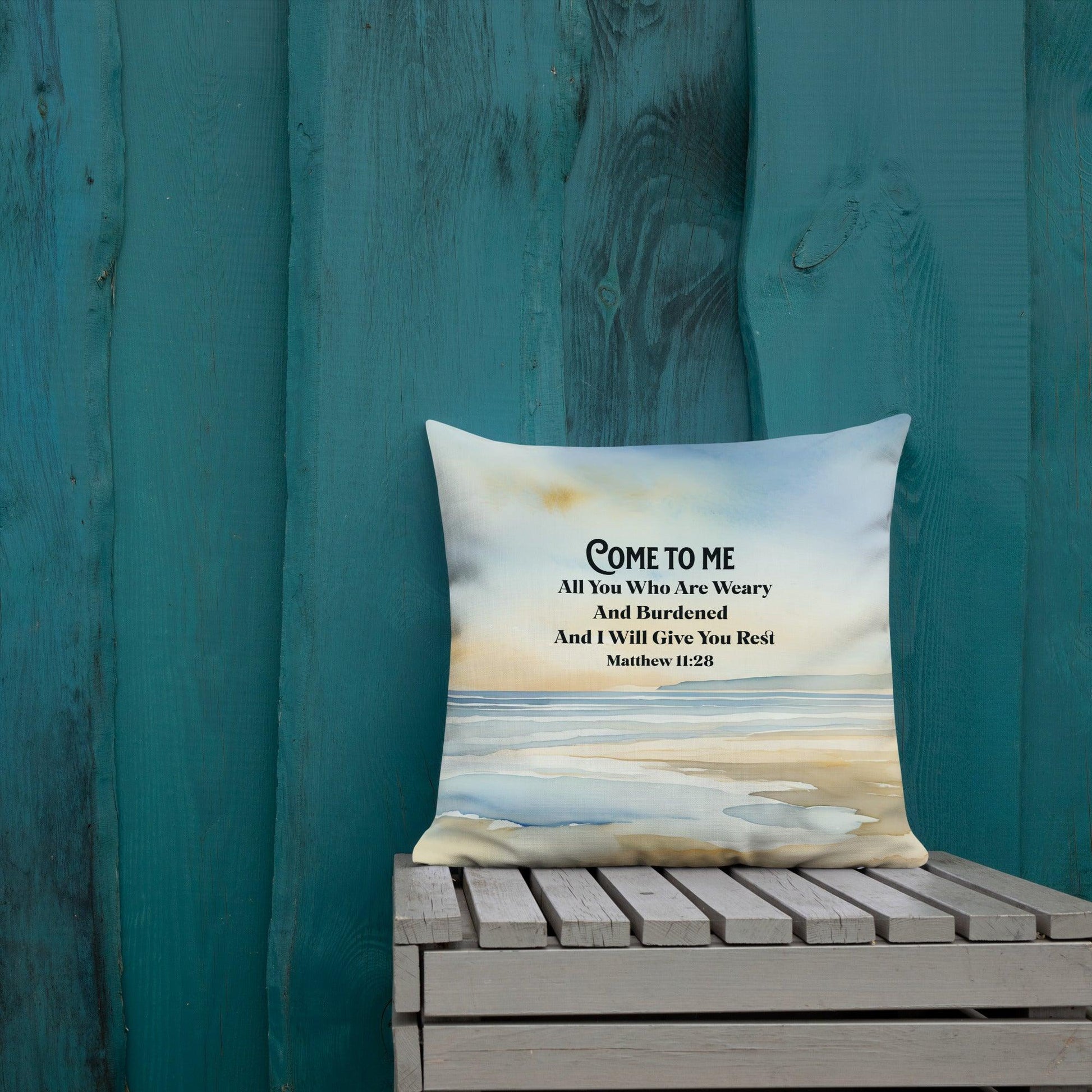 Matthew 11:28 – Come to Me and I Will Give You Rest Throw Pillow - Inspired by True Love