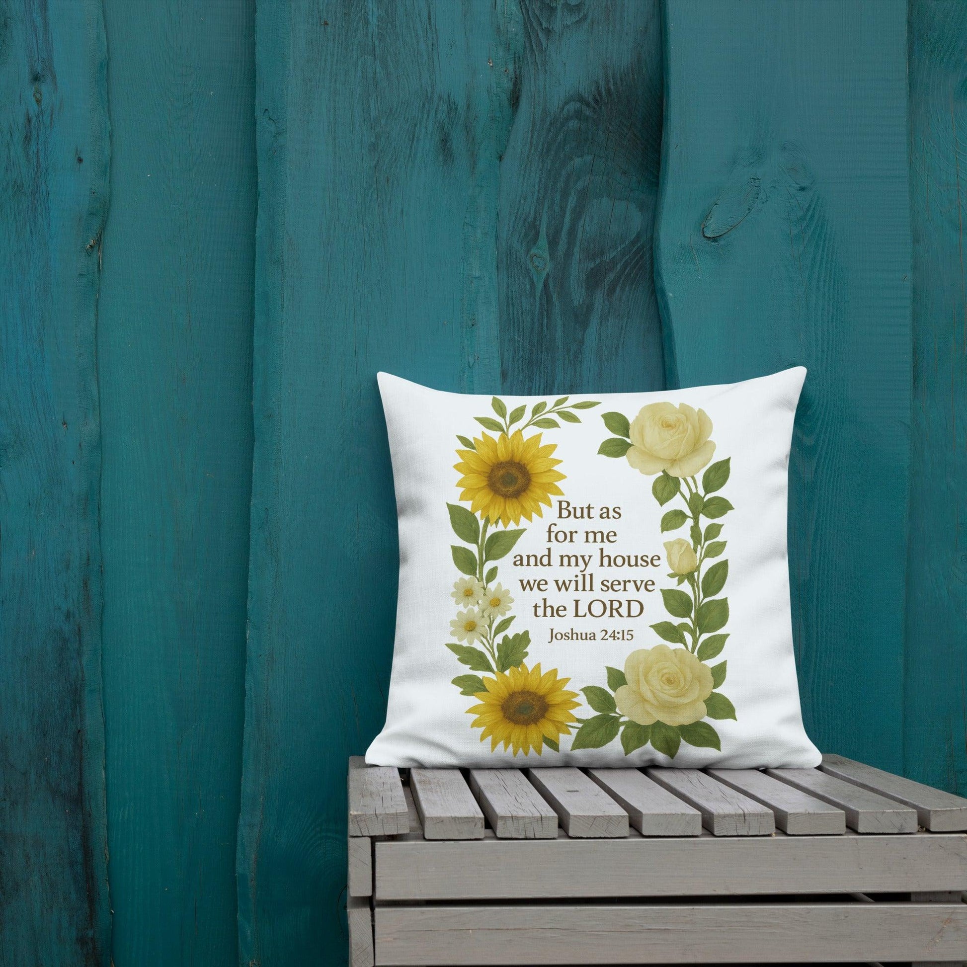 Christian Throw Pillow – Joshua 24:15 Scripture | As for Me and My House Bible Verse Home Decor - Inspired by True Love