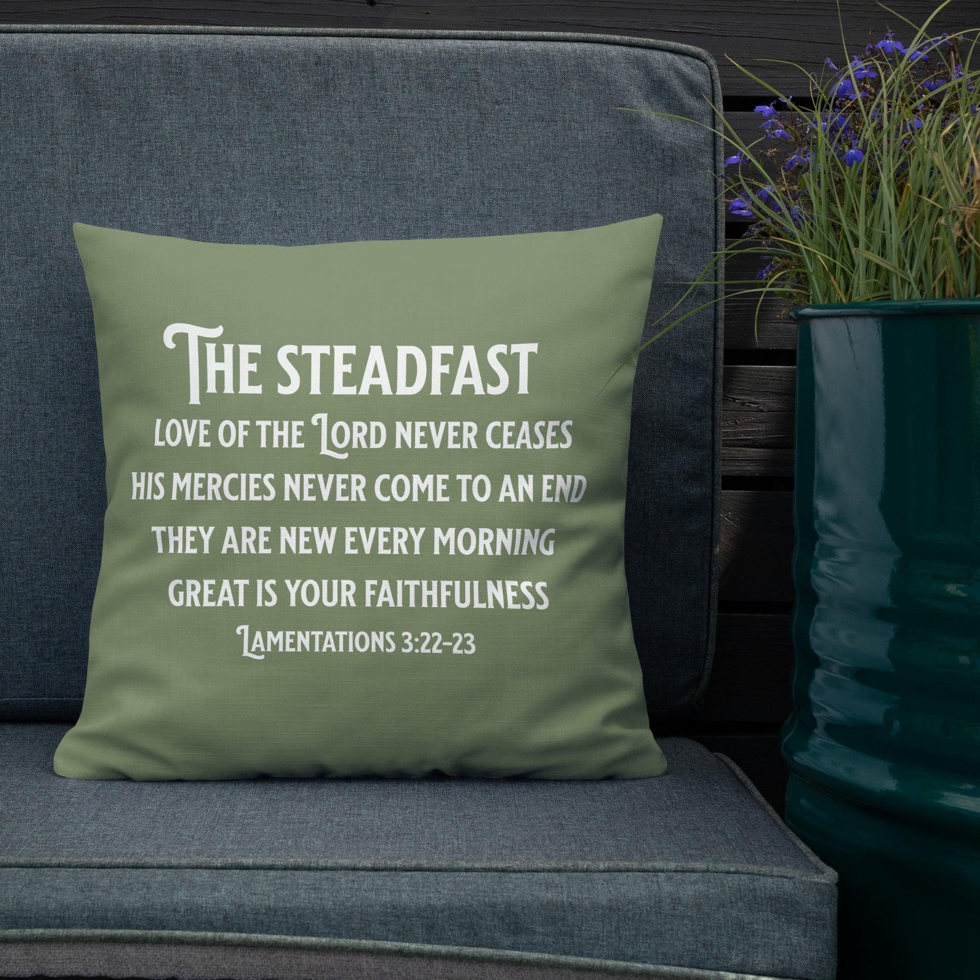 Lamentations 3:22-23 Throw Pillow - Great is His Faithfulness | Christian Home Decor - Inspired by True Love
