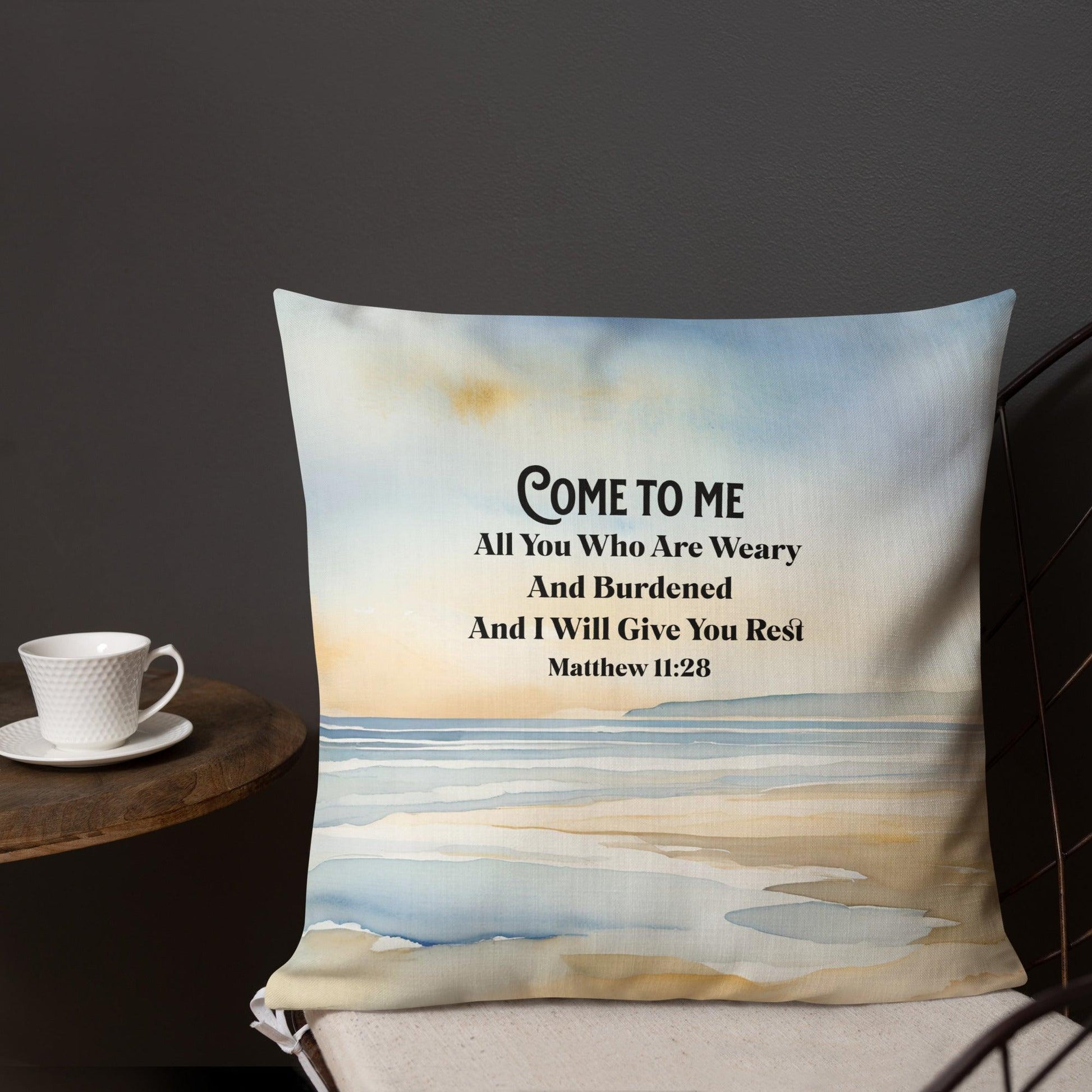 Matthew 11:28 – Come to Me and I Will Give You Rest Throw Pillow - Inspired by True Love