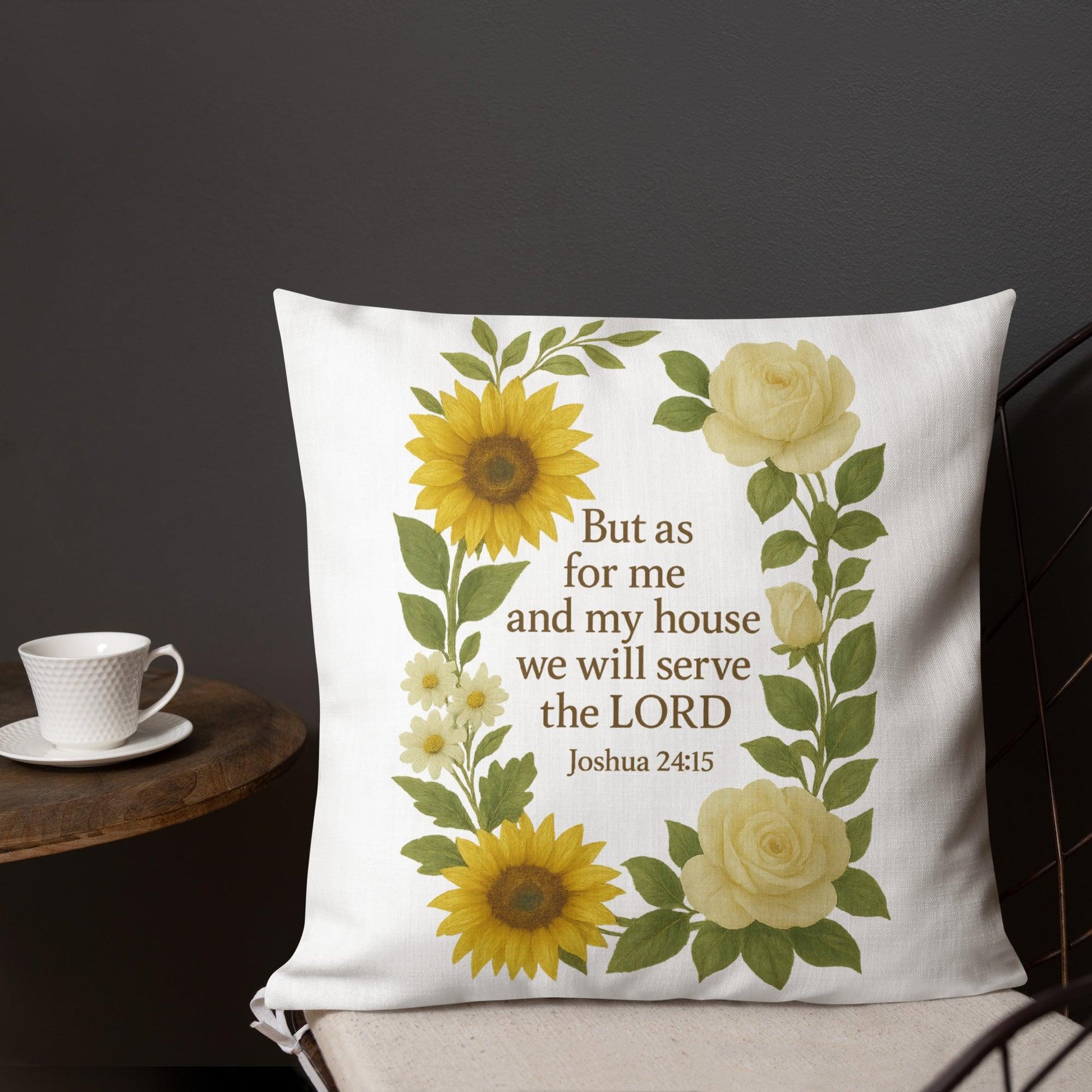 Christian Throw Pillow – Joshua 24:15 Scripture | As for Me and My House Bible Verse Home Decor - Inspired by True Love
