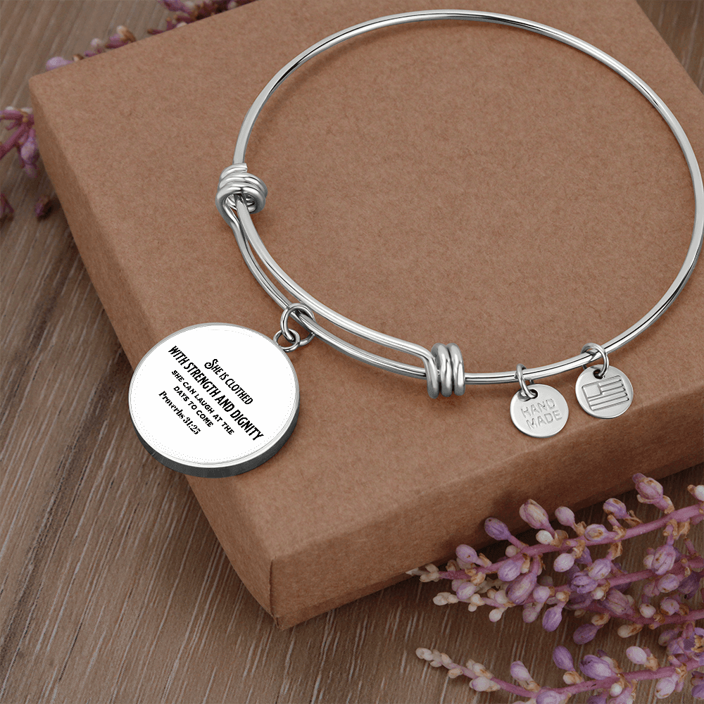 She Is Clothed with Strength and Dignity Women’s Bracelet - Inspired by True Love