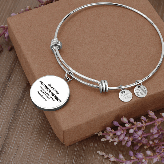 She Is Clothed with Strength and Dignity Women’s Bracelet - Inspired by True Love
