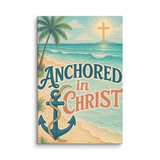 Anchored in Christ – Christian Canvas Wall Art | Hebrews 6:19 Scripture Decor - Inspired by True Love