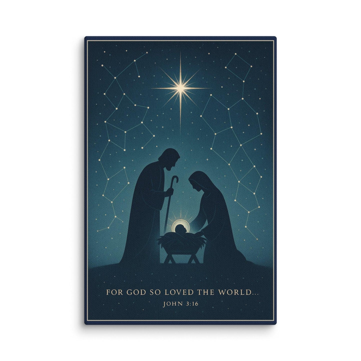 John 3:16 Nativity Canvas – “For God So Loved the World” | Christian Christmas Wall Art - Inspired by True Love
