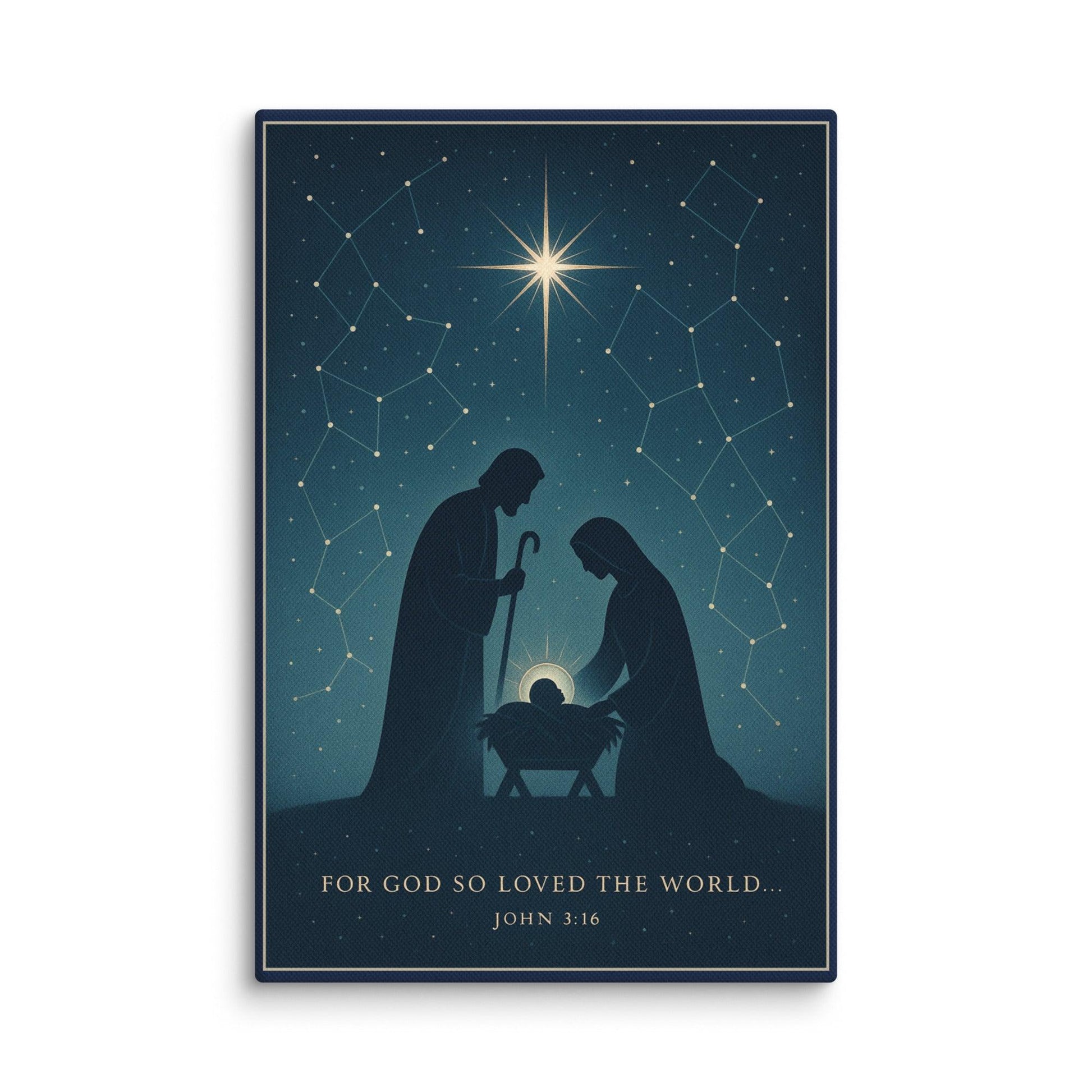 John 3:16 Nativity Canvas – “For God So Loved the World” | Christian Christmas Wall Art - Inspired by True Love