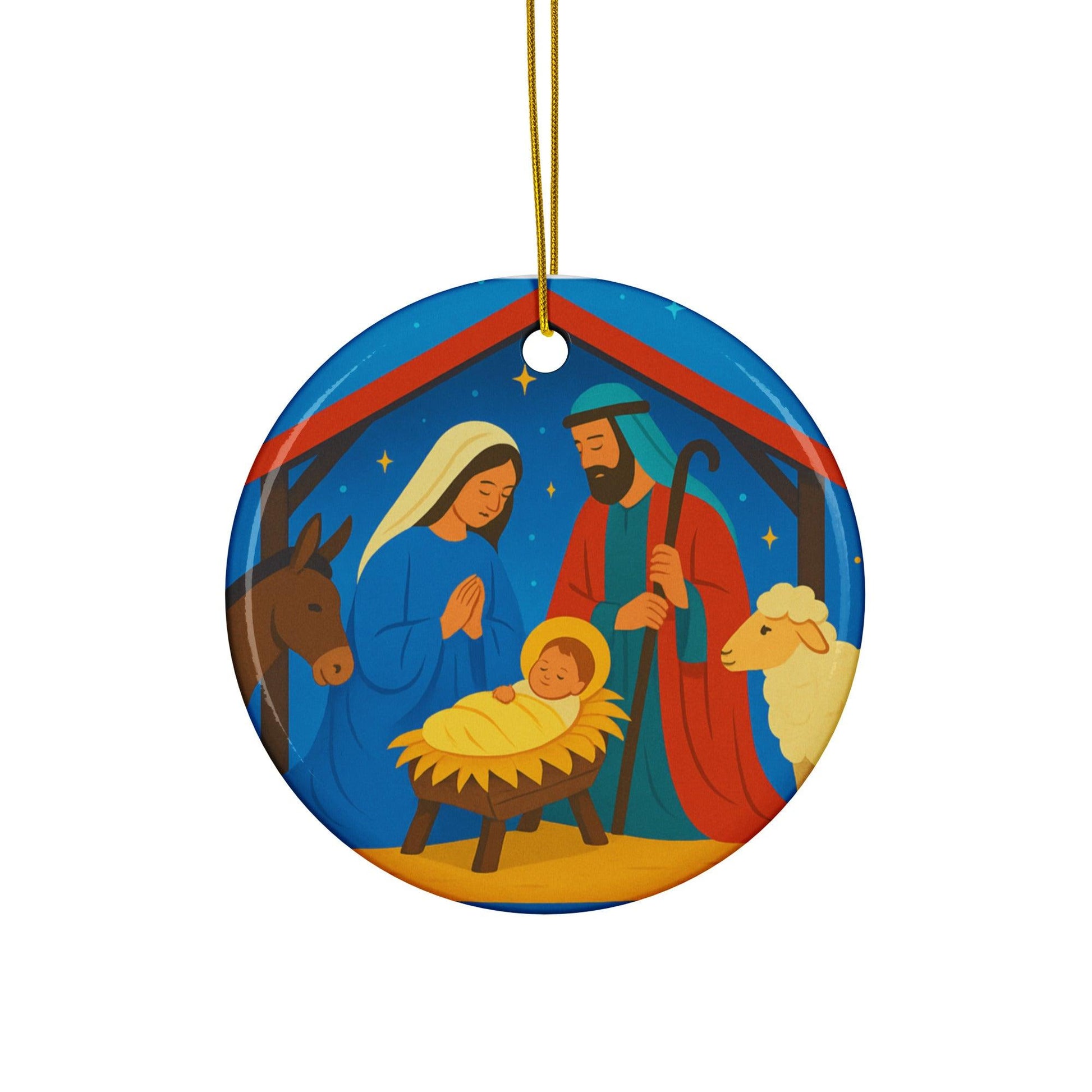 Nativity Ceramic Ornament – Christian Christmas Tree Decoration | Holy Family Keepsake - Inspired by True Love