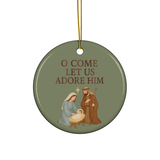 Holy Family Christmas Ornament – Ceramic Nativity Scene Faith-Based Holiday Decor - Inspired by True Love