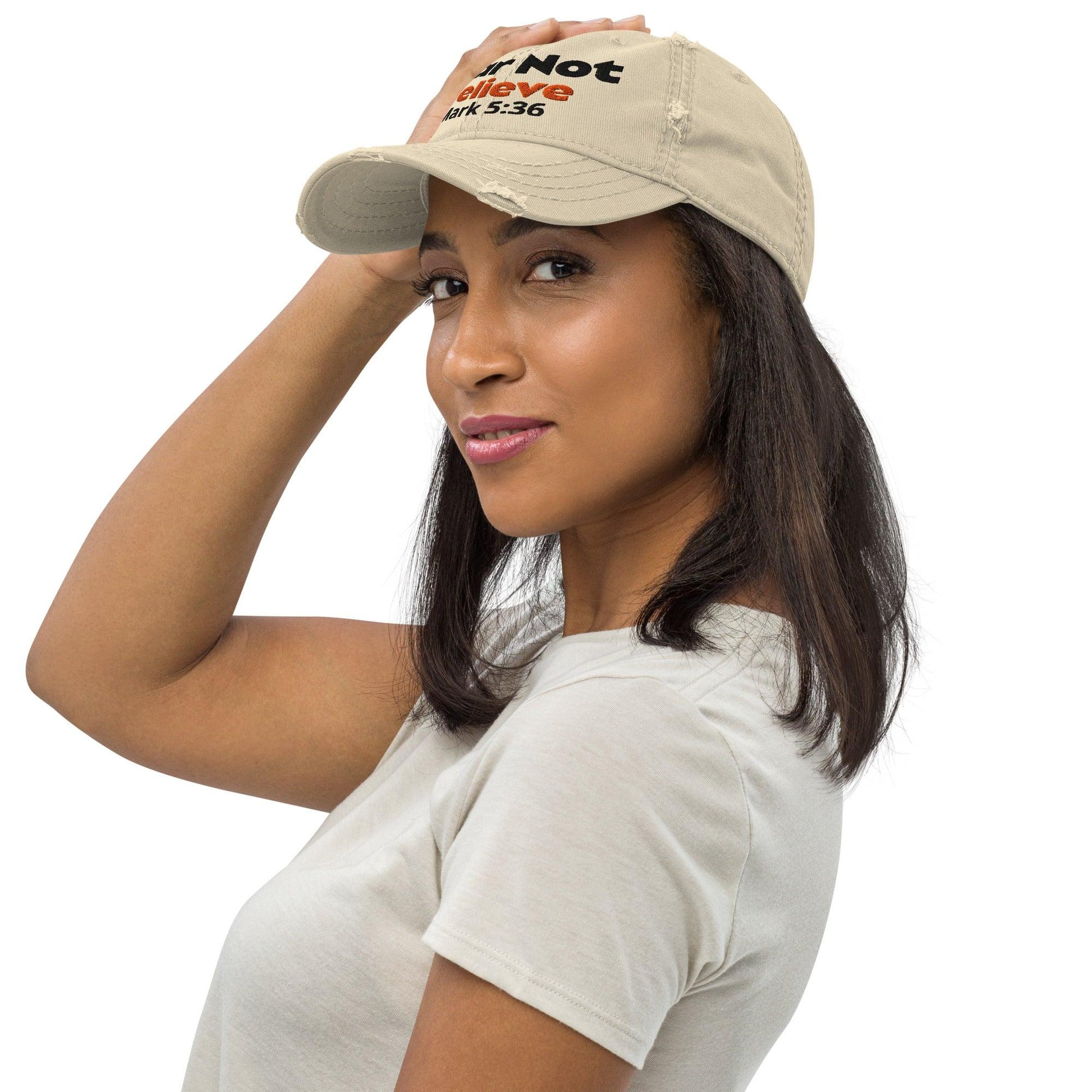 Fear Not Believe Unisex Distressed Hat - Inspired by True Love