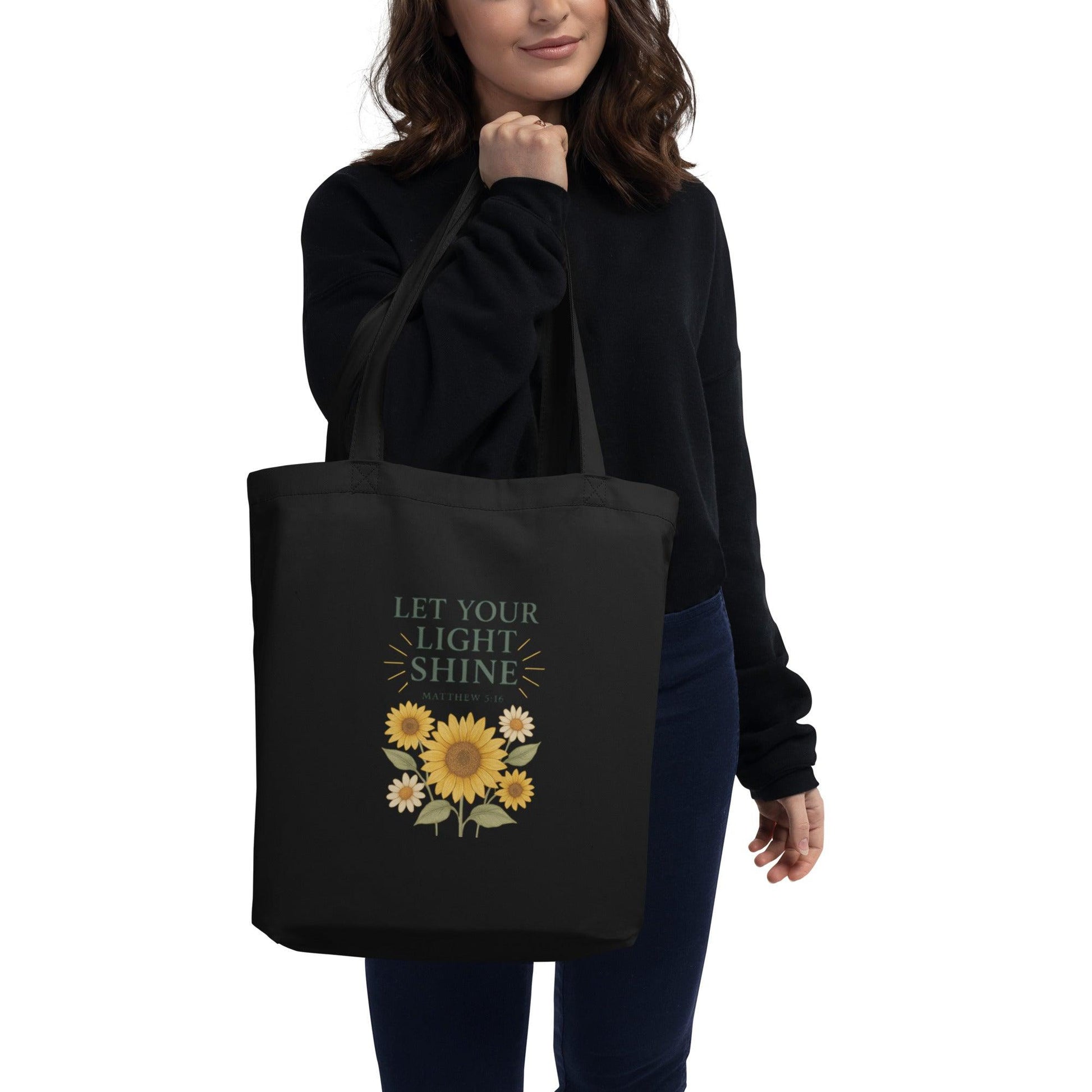 Matthew 5:16 Christian Tote Bag – Let Your Light Shine - Inspired by True Love