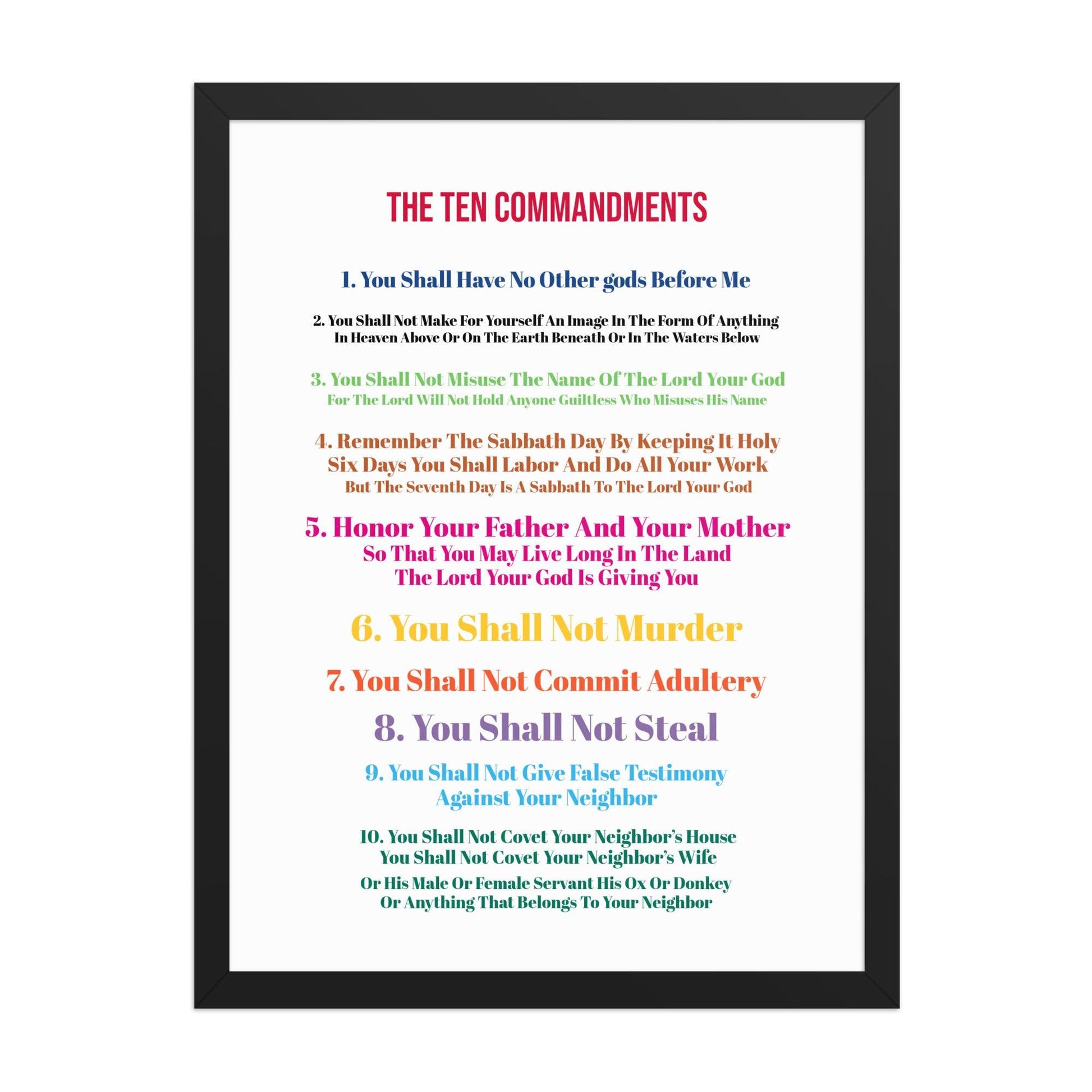 Christian Kids Poster – The Ten Commandments | Bible Verse Wall Art for Children - Inspired by True Love