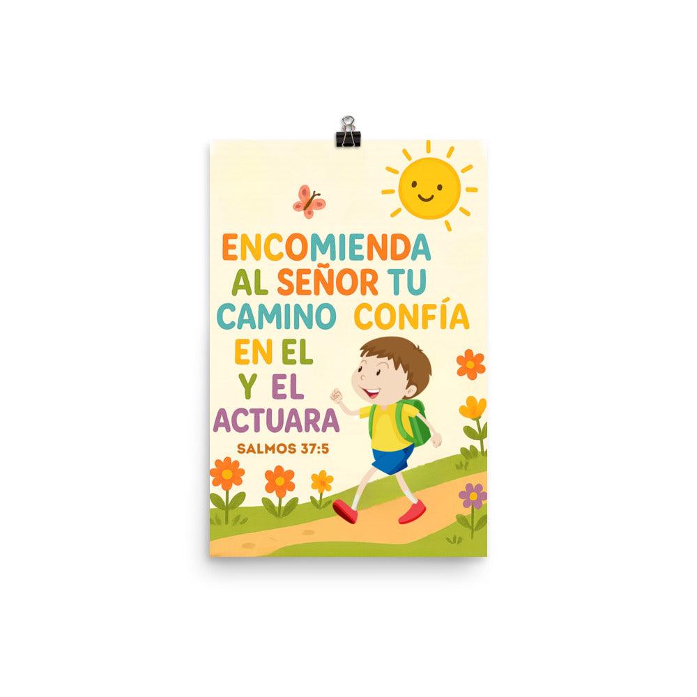 Psalm 37:5 Kids Poster – Commit Your Way to the Lord Wall Art - Inspired by True Love