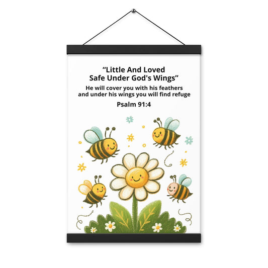 Christian Kids Poster – Psalm 91:4 Bible Verse | Under His Wings - Inspired by True Love