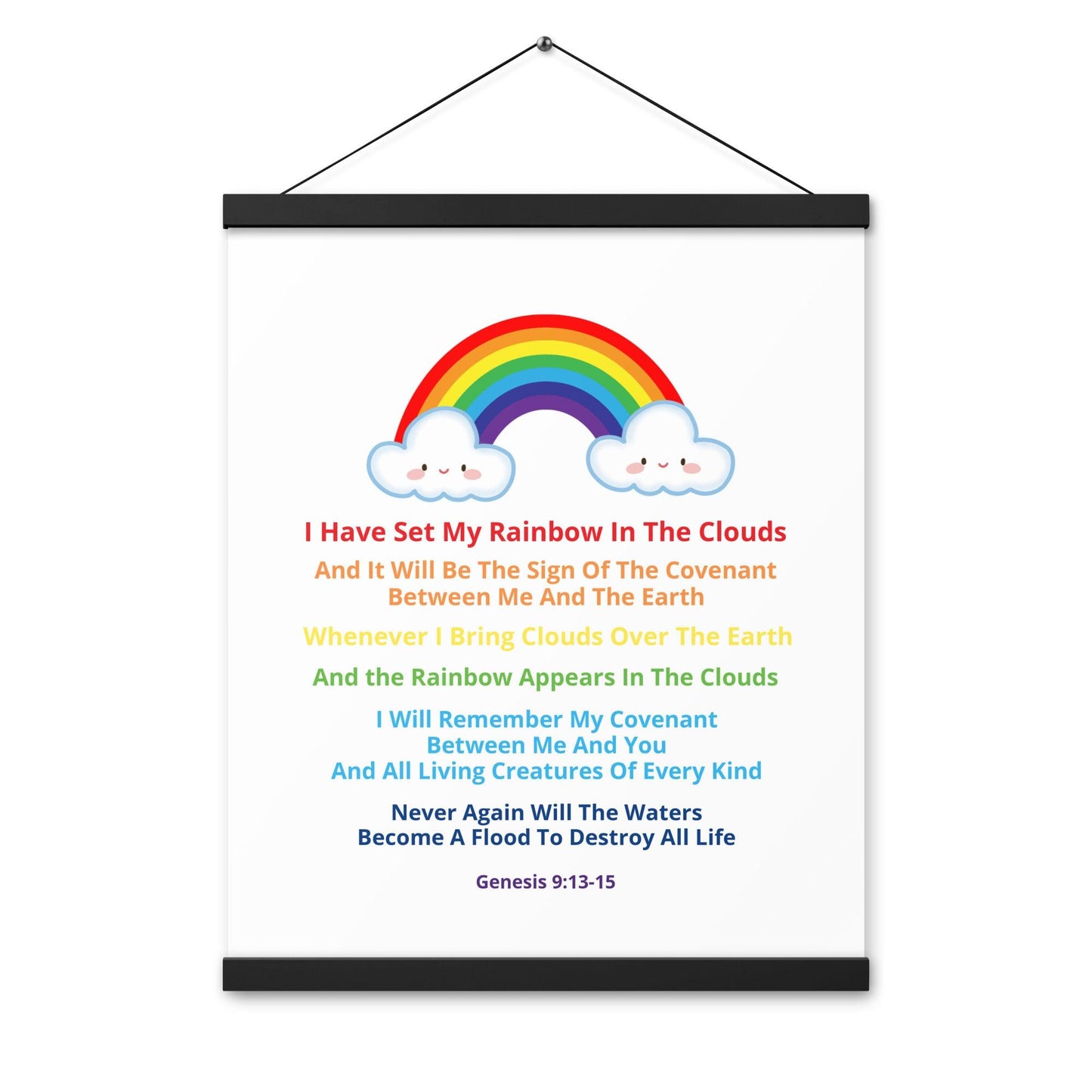 Christian Kids Poster – Genesis 9:13-15 Bible Verse | God’s Promise and the Rainbow - Inspired by True Love