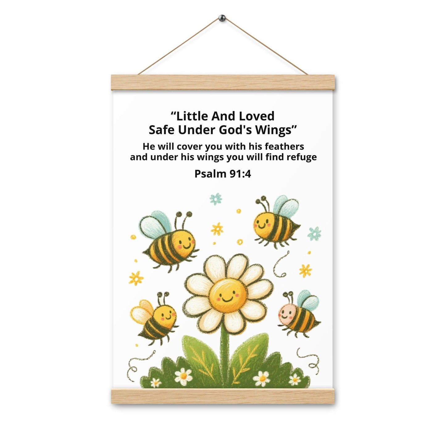 Christian Kids Poster – Psalm 91:4 Bible Verse | Under His Wings - Inspired by True Love