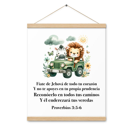 Kids Christian Poster – Proverbs 3:5-6 Spanish Scripture - Inspired by True Love