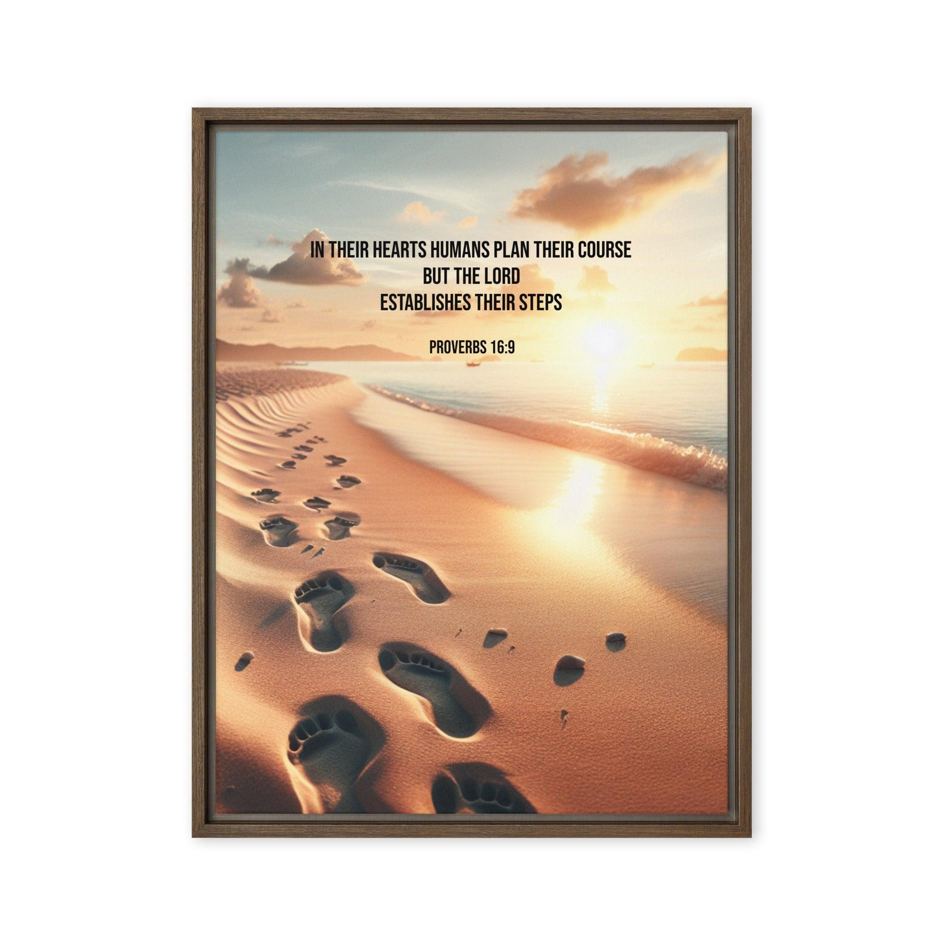 Proverbs 16:9 Wall Art – The Lord Directs Our Steps Bible Verse Print | Christian Home Decor for Living Room, Office or Gift - Inspired by True Love