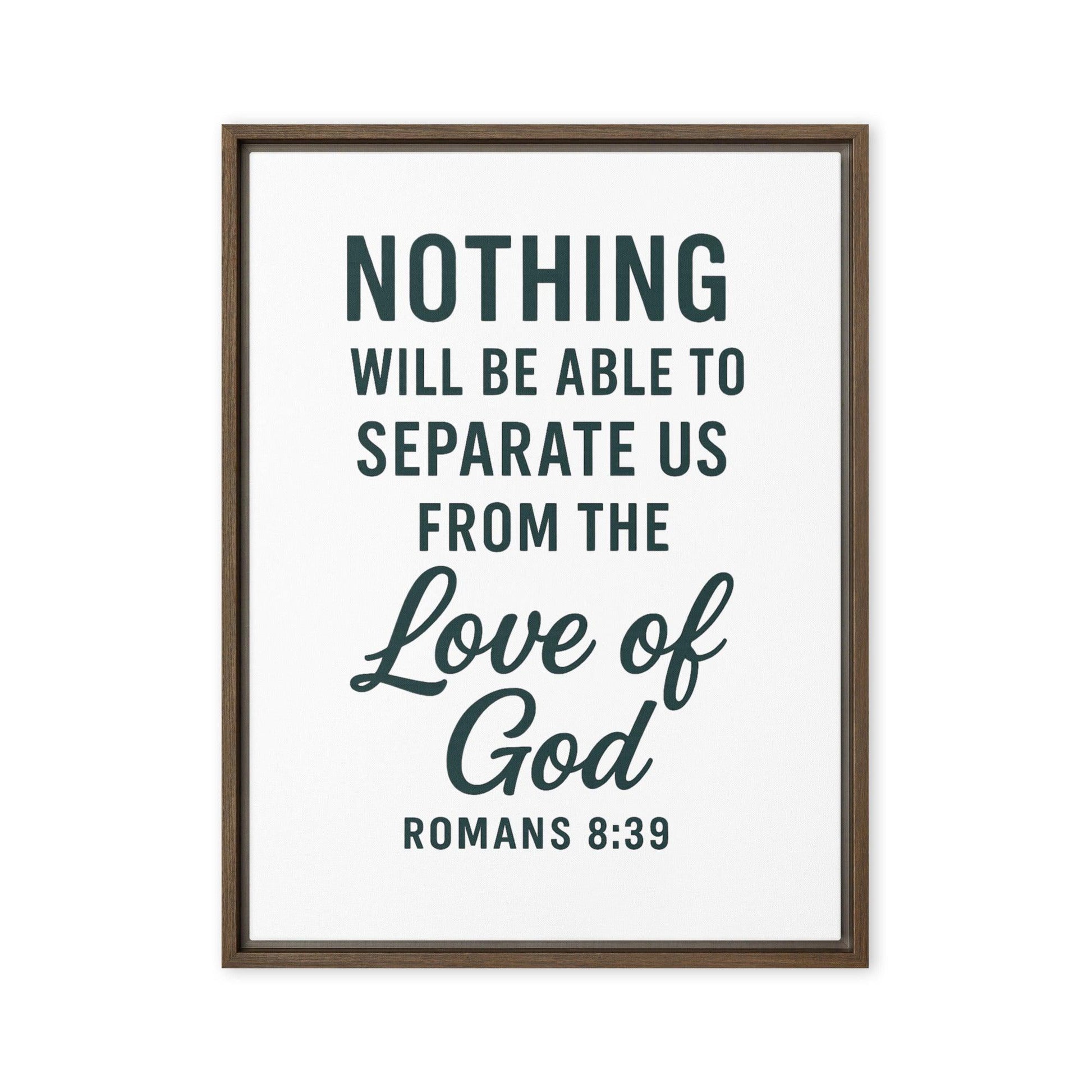 Romans 8:39 Framed Canvas Wall Art – Christian Bible Verse Decor – God’s Love Scripture Print – Inspirational Faith Home Accent - Inspired by True Love