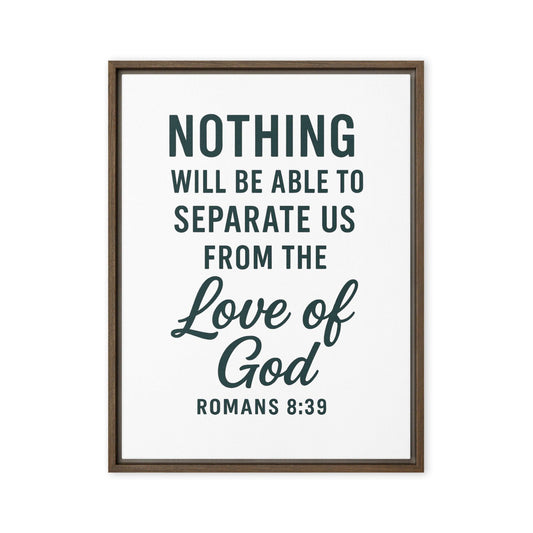 Romans 8:39 Framed Canvas Wall Art – Christian Bible Verse Decor – God’s Love Scripture Print – Inspirational Faith Home Accent - Inspired by True Love