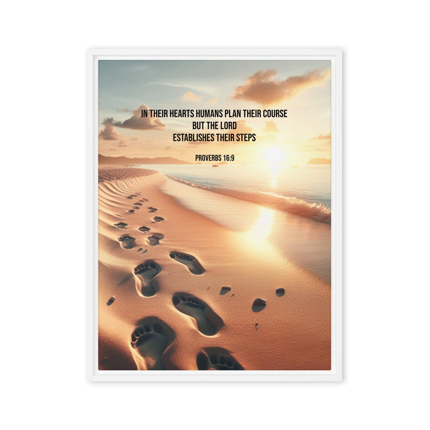 Proverbs 16:9 Wall Art – The Lord Directs Our Steps Bible Verse Print | Christian Home Decor for Living Room, Office or Gift - Inspired by True Love