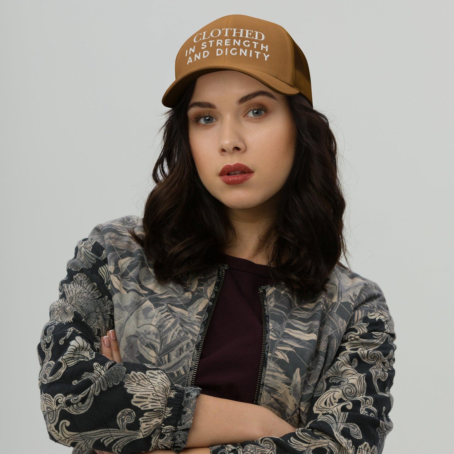 Clothed In Strength and Dignity – Faith-Based Embroidered Unisex Christian Cap - Inspired by True Love