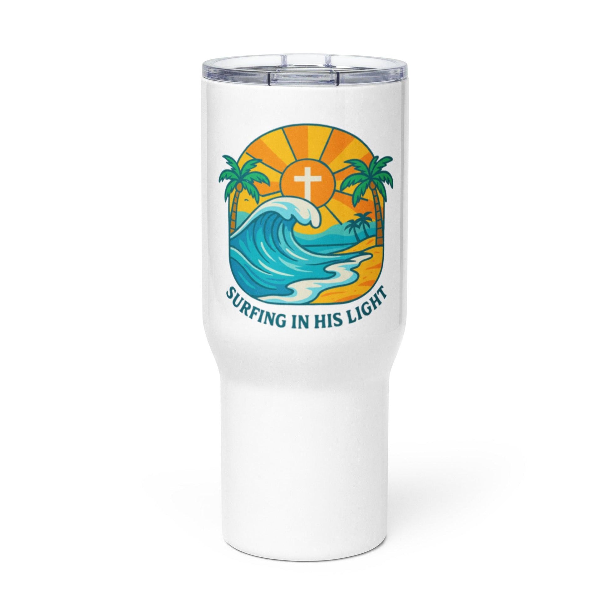 Surfing in His Light – Christian Travel Mug | Faith-Based Ocean-Inspired Drinkware - Inspired by True Love