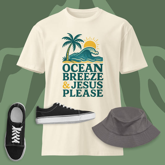 Ocean Breeze & Jesus Please – Christian Beach Unisex T-Shirt | Faith Summer Tee - Inspired by True Love