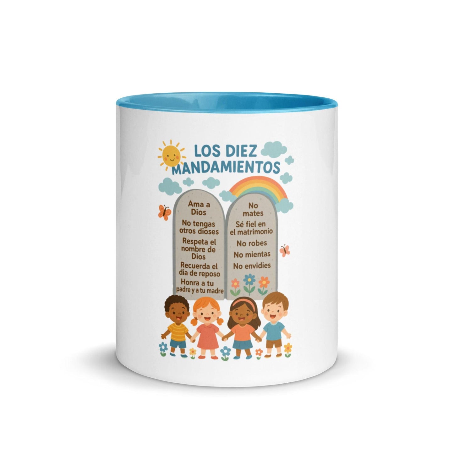Ten Commandments Spanish Scripture Kids Mug – Christian Enamel Cup for Children - Inspired by True Love