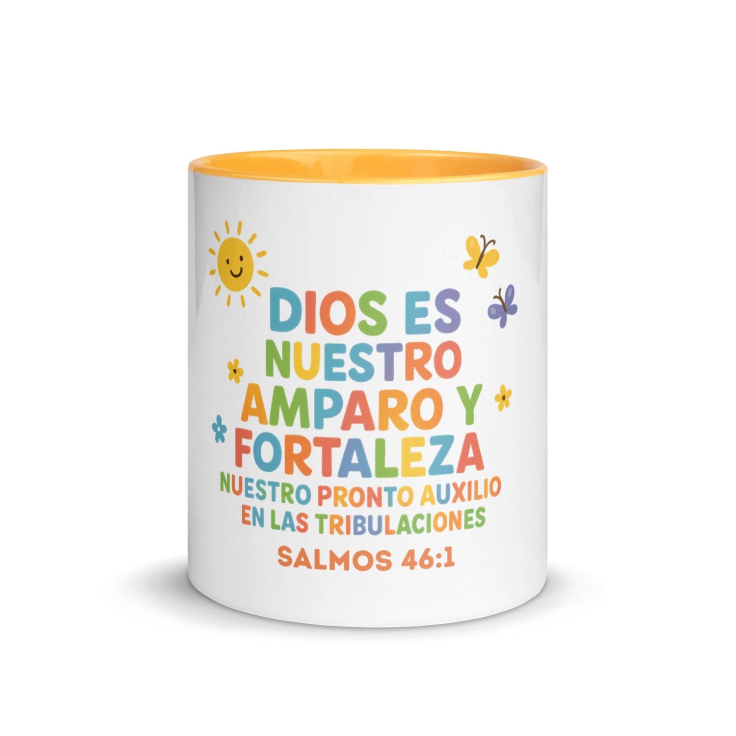 Psalm 46:1 Kids Mug – God Is Our Refuge and Strength Spanish Scripture Cup - Inspired by True Love