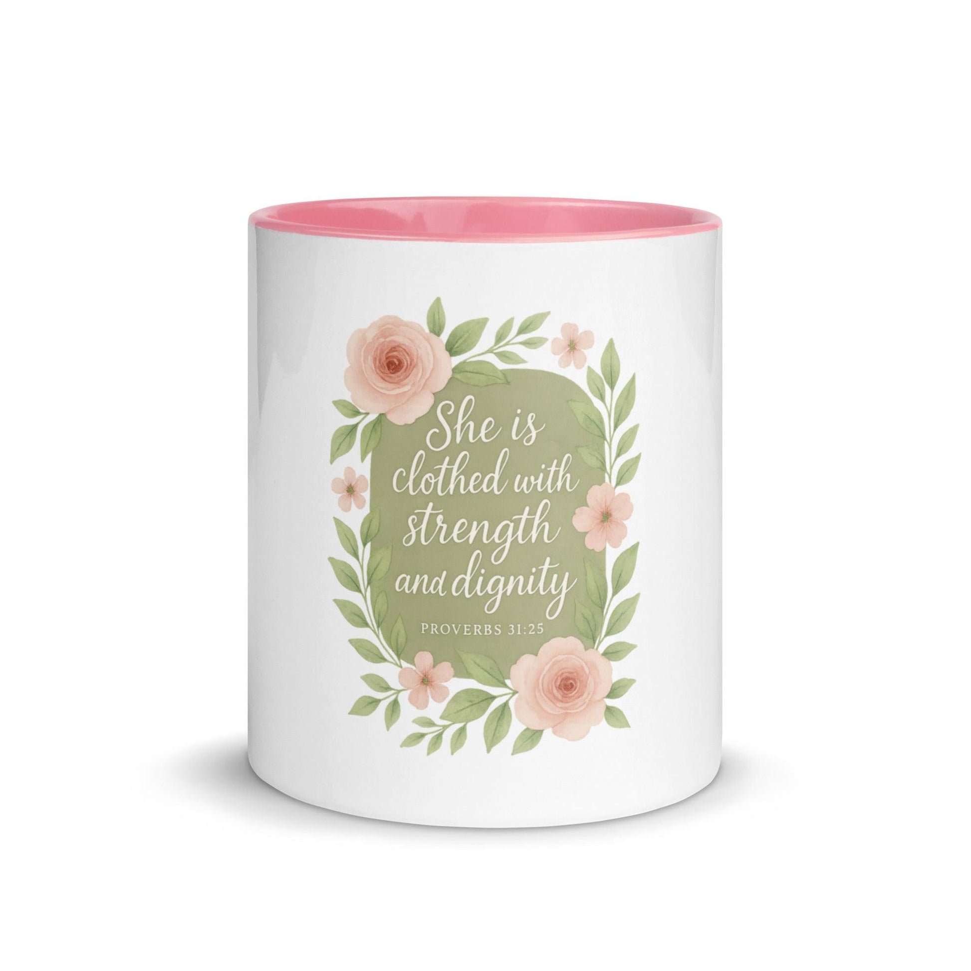 Proverbs 31:25 Mug – Clothed in Strength and Dignity – Christian Women’s Coffee Cup – Faith-Based Encouragement Gift - Inspired by True Love